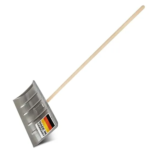 SHW-FIRE | Angara Schneeschieber Aluminium 35x50 cm mit Klemmfix Schnellbefestigung und robustem Holzstiel, ideal für effiziente Schneeräumung | Made in Germany