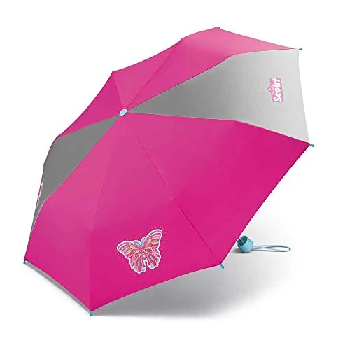 Scout Kinder Regenschirm Taschenschirm Schultaschenschirm mit großen Reflektionsflächen extra leicht Butterfly Schmetterling