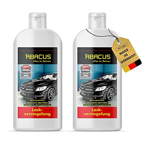 ABACUS® Lackversiegelung mit Carnaubawachs & Montanwachs 2X 500 ml - Hochwertiger Langzeitschutz für Autolack - 2x 500 ml Lackversiegelung mit extrem hohem Abperleffekt. Bietet zuverlässigen Schutz vor Witterungseinflüssen und sorgt für langanhaltenden Glanz. Ideal für Fahrzeugpflege.