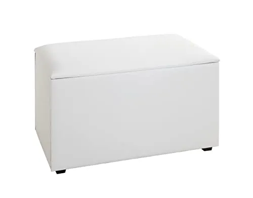 HAKU Möbel Sitztruhe weiß - Modernes Design mit Kunstlederbezug - Truhe aus MDF mit abnehmbarer, gepolsterter Sitzfläche, ideal für zusätzlichen Stauraum und bis 85 kg belastbar.