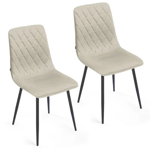 Lina® Elisia Esszimmerstuhl im modernen Design - Samt - Bequemer Stuhl für Ihr Esszimmer, hochwertiger Stoff, ergonomische Form - 2er Set - Creme