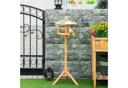 PawHut Vogelhaus Vogelvilla Futterhaus mit Ständer und Zinkdach