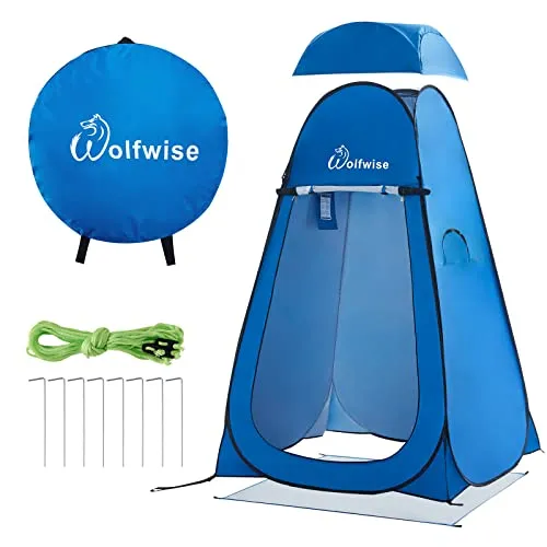 WolfWise Pop-Up Duschzelt Camping & Umkleidezelt mit Boden – Silberbeschichtet, UV-Schutz 50+ & Wasserabweisend, Toilettenzelt mit Fenstern, Hoch Breit 47