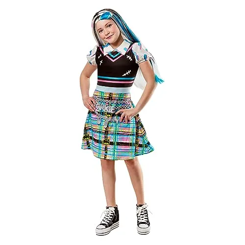 Rubies Frankie Stien Classic Kostüm für Mädchen, Größe L, Kleid und Clip, offizielles Monster High Kostüm für Karneval, Weihnachten, Geburtstag, Party und Halloween