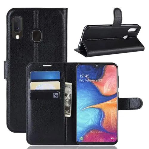 betterfon | Wallet Case Handytasche Schutzhülle Klapptasche Handyhülle Handy Tasche Schale Hülle für Samsung Galaxy A20e SM-A202 Schwarz