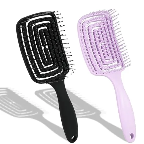 Stück Lockenbürste, Entwirrbürste Curly Hair Brush Curl Defining Brush Haarbürste Ohne Ziepen Reduziert Ziehen und Locken Trennung für Definierte Trendige Locken 2