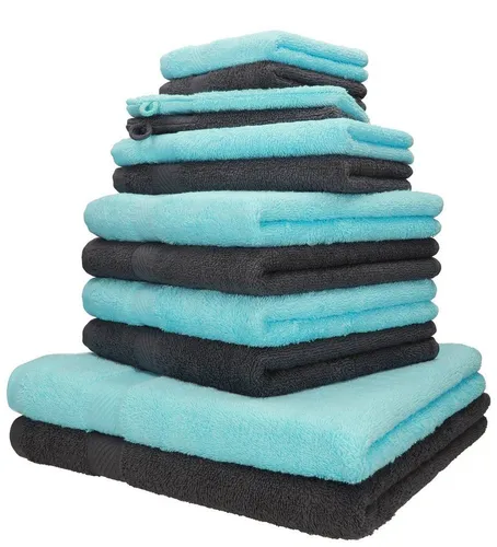 Betz Handtuch Set 12-TLG. Handtuch-Set Palermo Farbe türkis und anthrazit, 100% Baumwolle (12-St)