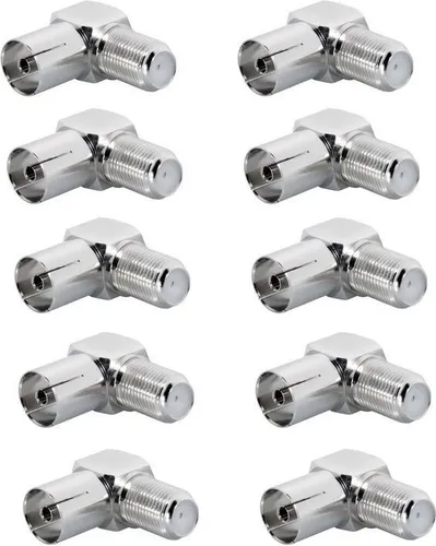 ARLI 10x 90° TV Antennen Winkeladapter – IEC Koax Kupplung 9,5 mm auf F-Kupplung Winkel Adapter F Buchse / Kupplung