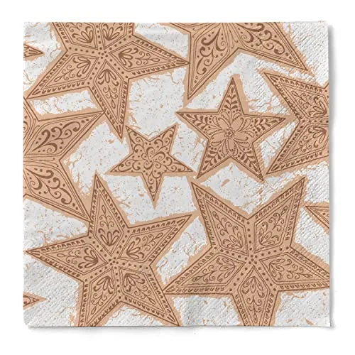 Sovie HORECA Weihnachtsserviette Gitte (Zimt) aus 3-lagigem Tissue, Einweg Serviette Weihnachten, ideal für Advent & Weihnachtsfeiern, Papaierserviette 33 x 33 cm, 100 Stück
