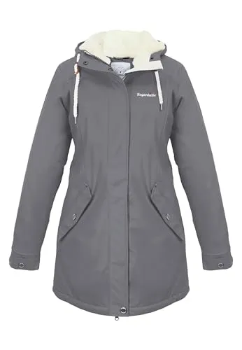 Regenliebe Damen Regenmantel wasserdicht Friesennerz mit Teddyfleece gefüttert, Größe:42, Farbe:grau