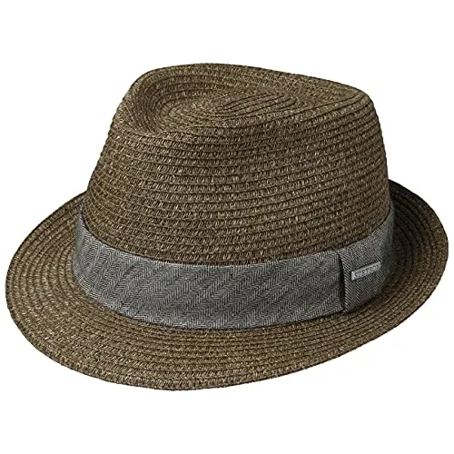 Stetson Reidton Toyo Trilby Strohhut Herrenhut Melierter Hut mit Garniturband Sonnenhut aus Toyo-Stroh Herren Frühjahr Sommer braun L (58-59 cm)