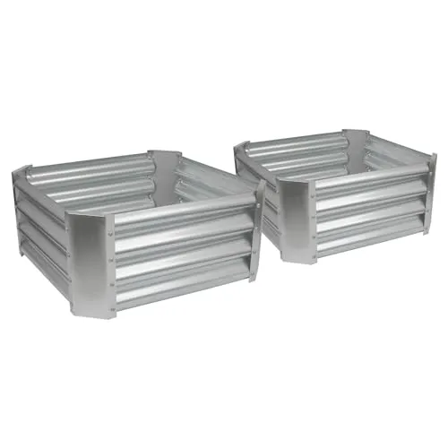 Harbour Housewares 2X Silber 60cm x 60cm Quadratisch Galvanisierter Stahl Hochbeet für den Garten - Groß Draussen Gemüse Blume Wachsen Pflanzer Trog Kasten
