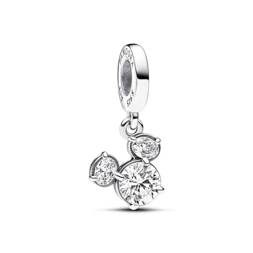 PANDORA Moments Disney Micky Maus Charm-Anhänger - Bead Charms für Damen, funkelnder Silhouette Charm aus Sterling Silber mit Zirkonia – verleihe deinem Look einen Hauch von Disney-Zauber!