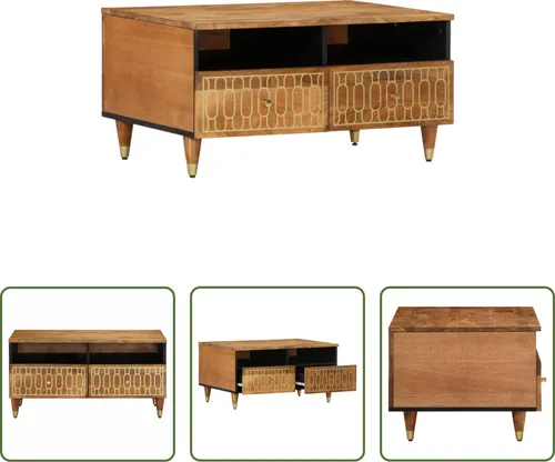 The Living Store Couchtisch 80x54x40 cm aus Massivholz Mango