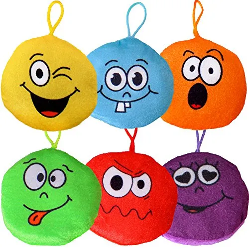 TE-Trend 6 Stück Plüsch Emoji Plüschanhänger Geburtstag Deko Mitgebsel 10cm Taschen Anhänger Party Set
