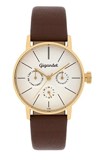 Gigandet Damen-Armbanduhr G38-003 - Elegante Multifunktionsuhr für Damen mit echtem Lederarmband und kratzfestem Saphirglas, ideal für Büro und Abendveranstaltungen.