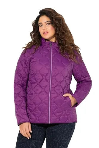 Ulla Popken Damen Hyprar Leichtsteppjacke - Wasserabweisend, Dunkles Violett, 42-44 EU - Funktionsjacke mit wasserabweisender Funktion und leichter, warmer Wattierung. Ideal für kühle Tage, mit praktischen Reißverschlusstaschen und aus 100% recyceltem Material.