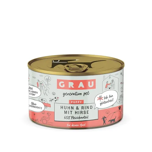 GRAU Hund Puppy Huhn & Rind mit Hirse