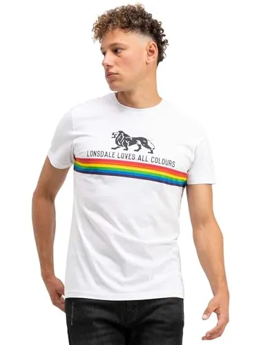 Lonsdale Men's Nelson T-Shirt, Weiß, XS - T-Shirt für Herren aus 100% Baumwolle, mit regulärer Passform und stylischem Druck auf der Brust, ideal für Freizeit und Sport.