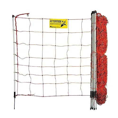 horizont strongLine Mobiler Hundezaun Camping 50m 90cm , elektrifizierbar, 14 Fiberglaspfähle, orange-Flexiber Begrenzungszaun für Hunde, Mobiler Zaun für Garten, Camping