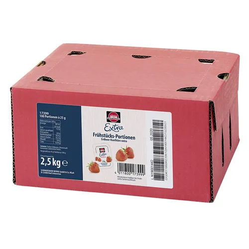 Schwartau Extra Erdbeer Konfitüre Portionsschalen 100 Stück in je 25g