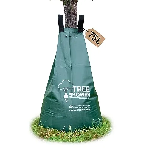 horizont TreeShower Bewässerungssack für Bäume 75l Wassersack für Bäume aus UV beständigem 400g/m² PVC, automatische Bewässerung bis zu 9 Stunden, Verbindung mehrerer Säcke, Diebstahlschutz