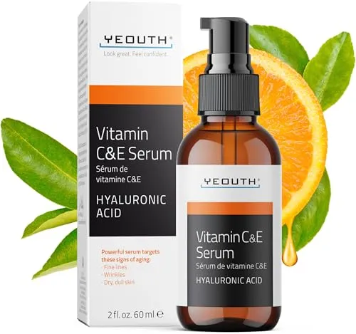 YEOUTH Vitamin C Serum Gesicht mit Hyaluronsaure, Serum Vitamin C Gesichtspflege, Feuchtigkeitsspendend Vitamin C Gesichtsserum, Anti Aging serum, Vitamin C Gesicht Hautpflege 60ml