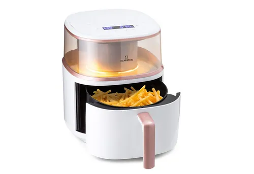 Air Bloom Heißluftfritteuse 1500W mit Dampffunktion - Fritteusen für gesunde Ernährung: Genießen Sie knusprige Speisen ohne Öl dank 16 Programmen und 7,5 Liter Kapazität – einfach kochen auf Knopfdruck!