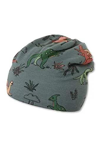 Sterntaler Baby Jungen Slouch-Beanie Dino Mütze - Kinderbeanie Gefüttert Mit Baumwoll Fleece - Dunkelgrün, 47