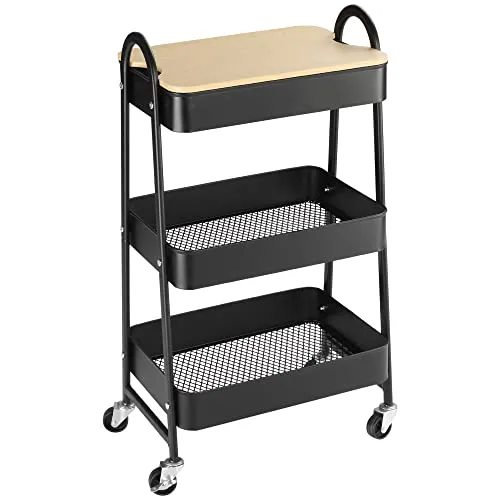 Küchenwagen 3-Etagen Servierwagen mit Rollen von HOMCOM