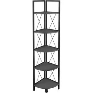 VCM Holz Metall Eckregal Insasi 5 Anthrazit - Bücherregal im Industrie Design mit 5 Fächern, perfekt für stilvolle Aufbewahrung und Platzersparnis in jedem Raum.