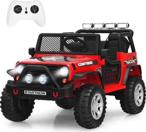 GOPLUS Elektroauto für Kinder 12V – Truck mit Sanftanlauf & Fernbedienung (Rot) - Erlebe Abenteuer mit dem 12V Elektroauto! Mit 2 Fahrmodi, sanftem Anfahren und großen Reifen für jedes Gelände. Perfekt für Kinder ab 3 Jahren!