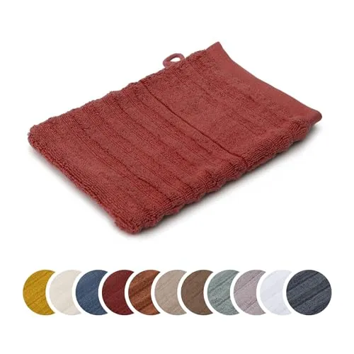 liebling Waschhandschuh Luxus Bio Baumwolle, Serie Marseille, 770 gr. / m², 16 x 21 cm, Ökotex, 60 Grad, saugstark, schnelltrocknend, Farbe: Karminrot