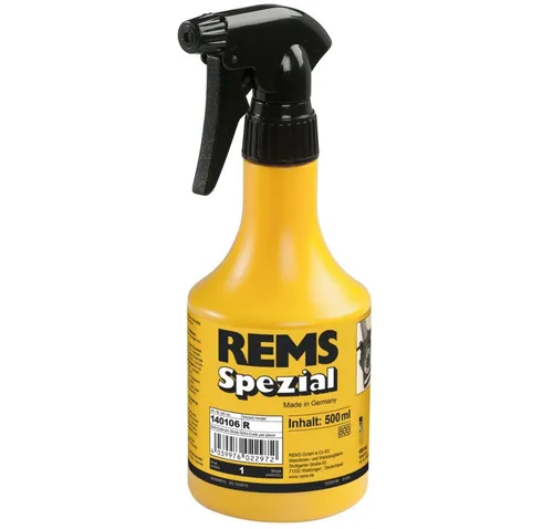 REMS Spezial Spritzflasche - Bohröl, Schneidöl & Kühlschmierstoff - Hochlegierter Gewindeschneidstoff mit extrem hoher Schmier- und Kühlwirkung, ideal für alle Materialien und auch für das Sägen von Metallen geeignet.