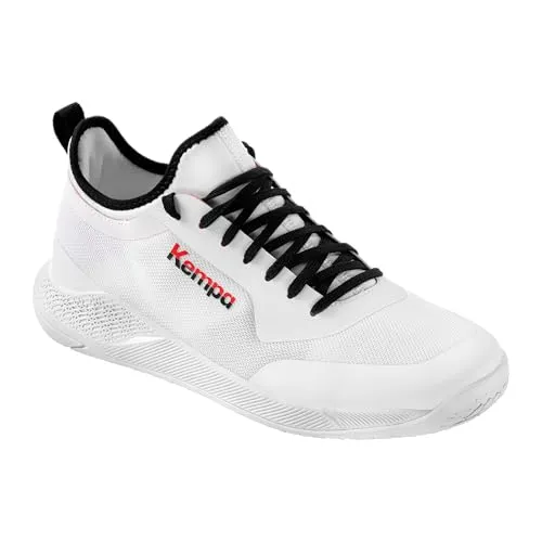 Kempa Jungen Kourtfly Jr Handball-Schuhe - Weiß Rot Schwarz, 36 EU - Handballschuhe für Jungen mit Michelin-Gummisohle für maximale Kontrolle und Schutz-Zone für besseren Halt. Ultra-Light-Breath-Mesh sorgt für Atmungsaktivität und hohen Tragekomfort.
