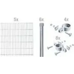 Alberts Doppelstab-Gittermatten Grundset Typ 6/5/6 – Feuerverzinkt für Langlebigkeit - Robustes Komplett-Zaunset mit 10 m Zaunlänge und 2000 mm Breite. Ideal für vielseitige Einzäunungen, langlebig durch verzinkte Matten und Pfosten. Perfekt für Ihren Garten oder Grundstück.