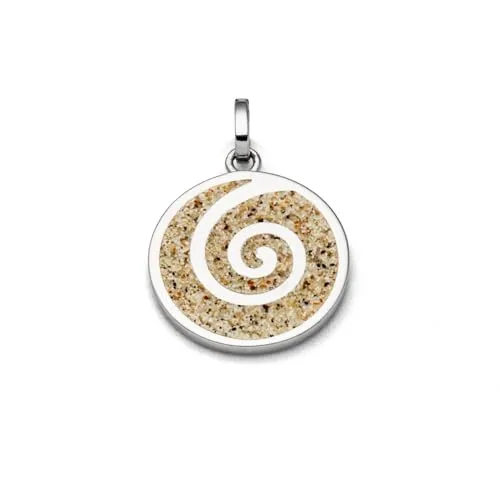 DUR großer Anhänger SANDSPIRALE aus 925 Sterling Silber - Eleganter Anhänger für Damen aus 925 Sterling Silber, gefüllt mit echtem Strandsand – ein einzigartiges Schmuckstück, das Erinnerungen an den Strand festhält.