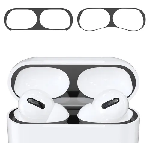 kwmobile Staubschutz Sticker kompatibel mit Apple AirPods Pro - Metallstaub Schutz Aufkleber Skins in Schwarz