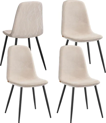 VASAGLE Esszimmerstuhl mit Metallbeinen, verstellbaren Füßen (4 St) - Stühle aus Chenille-Gewebe mit einzigartigem Gletscher-Muster, ergonomisch geformte Rückenlehne für hohen Sitzkomfort und pflegeleichte Oberfläche – ideal für stilvolle Esszimmer.