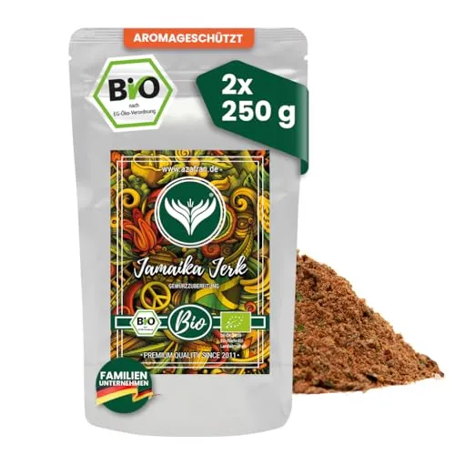 Azafran BIO Jamaika Jerk Gewürzzubereitung, Jamaican Chicken BBQ Rub Gewürzmischung (Seasoning) 500g