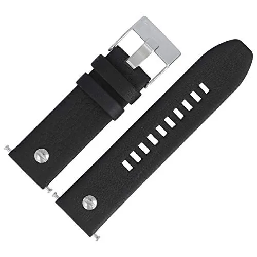 Diesel Uhrenarmband 24mm Leder Schwarz - DZ-7256 - Uhrenarmband für Herren, originales Diesel Lederarmband mit 24mm Stegbreite, stilvolles Design in Schwarz und silberfarbener Dornschließe für einen eleganten Look.