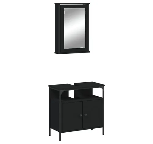 Praktisches 2-tlg. Badmöbel-Set in Schwarz von vidaXL