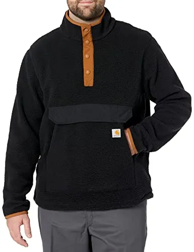 Carhartt Relaxed Fit Fleece-Pullover - Schwarz - XXL - Sweatshirt aus hochwertigem Polyester Sherpa-Fleece, bietet eine entspannte Passform und praktische Kängurutasche für optimalen Komfort.