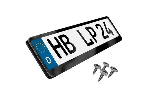 L & P Car Design Kennzeichenhalter Auto Edelstahl schwarz hochglanz poliert Kennzeichenhalter V2A, (1 Stück)