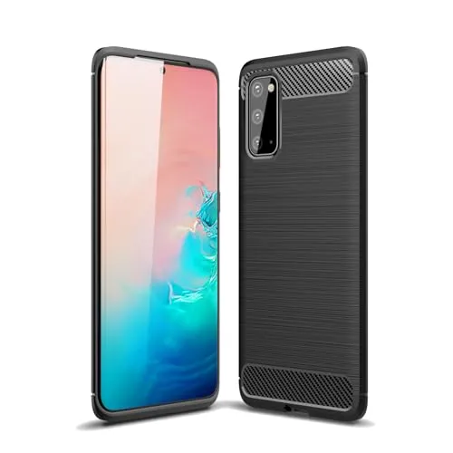 betterfon | Samsung Galaxy S20 Hülle Carbon TPU Silikon Handy Tasche Hybrid Case Schutzhülle Panzer Cover Bumper für Samsung Galaxy S20 SM-G980 Schwarz
