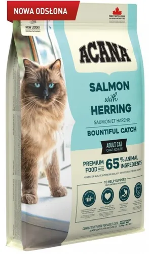 ACANA Bountiful Catch Trockenfutter mit Lachs und Hering für adulte Katzen 4,5 kg - Katzenfutter mit hochwertigen Zutaten, unterstützt die Gesundheit von Herz & Augen, ideal für adulte Katzen.