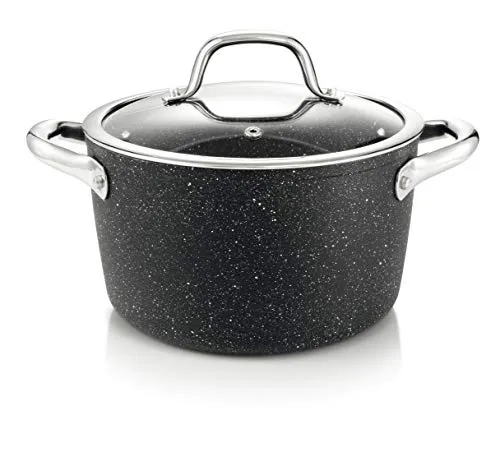 Tescoma Topf PRESIDENT Stone mit Deckel – Ø 20 cm, 3.0 l - Hochwertiger Kochtopf mit innovativer Antihaftbeschichtung für gesundes Kochen. Ideal für alle Herdarten, inklusive Induktion, und spülmaschinenfest. Perfekte Wärmeverteilung für gleichmäßiges Garen.