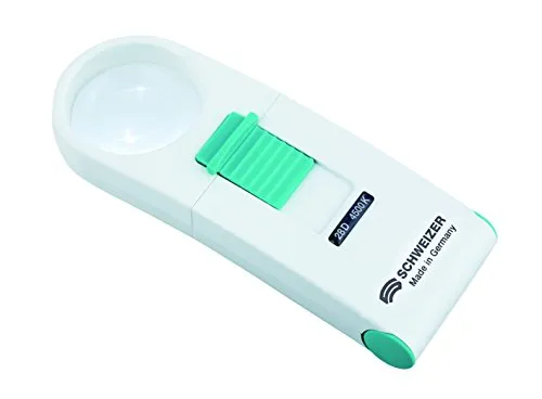 Schweizer Optik - ÖKOLUX plus mobil Handleuchtlupe - 28 D / 8-fach / 35 mm / 4500 K 12x 14x