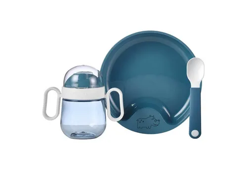 Mepal Baby Geschirrset Mio - 3-teiliges Set mit Trinkbecher, Lernteller & Lernlöffel - Kleinkindergeschirrset: Ideal für Kinder ab 6 Monaten, auslaufsicherer Trinkbecher und spülmaschinengeeignet. Perfekt für das eigenständige Essen deiner Kleinen!