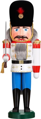 Seiffener Volkskunst Nussknacker Däne weiß (39cm) - Nussknacker im dänischen Soldatenstil, 39cm hoch, mit weiß-roter Uniform. Perfekt für die festliche Dekoration und als Sammlerstück.